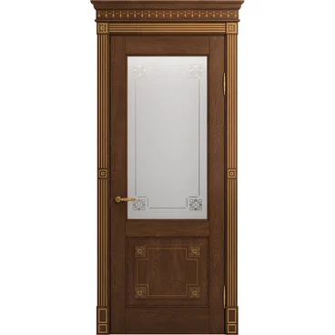 Межкомнатная дверь массив дуба Viporte Флоренция кофе остеклённая