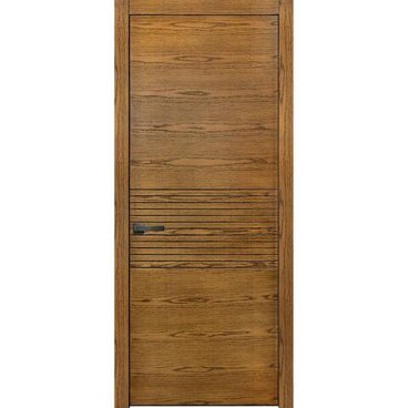 Межкомнатная дверь массив дуба шпон ясеня Флэт-2 дуб рустикальный глухая