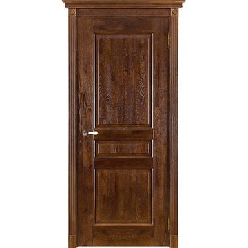 Межкомнатная дверь массив дуба Виктория античный орех глухая