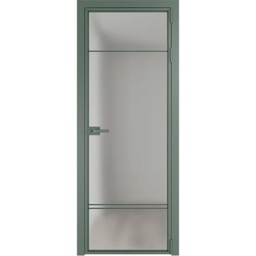 Алюминиевая межкомнатная дверь 4AX зелёный воск остеклённая