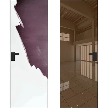 Скрытая дверь 0M снаружи под покраску внутри зеркало Bronze кромка AL чёрная