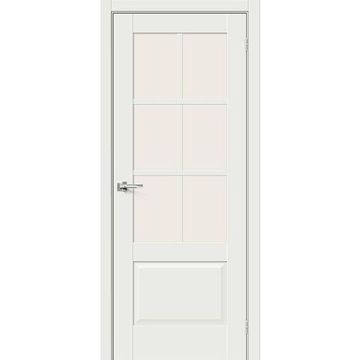 Межкомнатная дверь эмалит Прима-13.0.1 white matt остеклённая