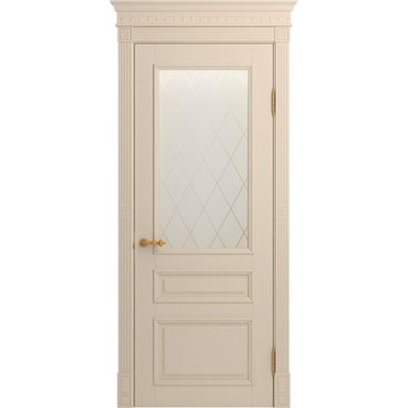 Межкомнатная дверь массив бука Viporte Рим ваниль остеклённая