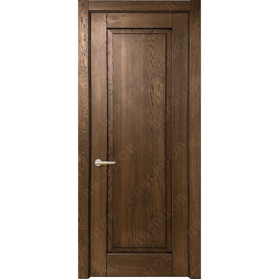 Фото межкомнатной двери массив дуба без сучка Дверцов Кастро глухая дуб табак