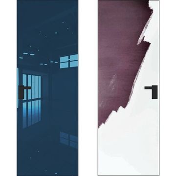 Скрытая дверь 1M кромка чёрная снаружи зеркало Blue внутри под покраску