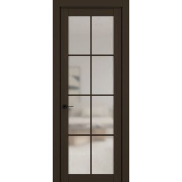 Межкомнатная дверь керамик NC 5 коричневый остеклённая