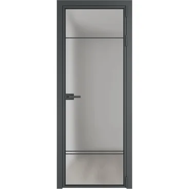 Алюминиевая межкомнатная дверь 4AХ серая ночь остеклённая