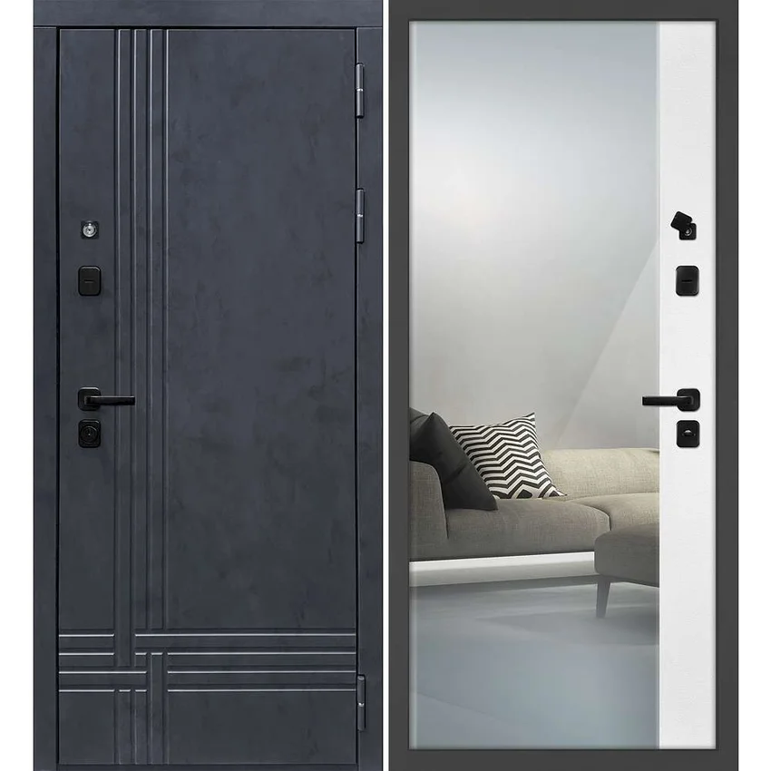 Входная дверь Осло бетон антрацит панель зеркало оптима макси