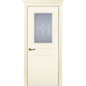 Межкомнатная дверь эмаль Текона Смальта 01 слоновая кость RAL 1013 остеклённая