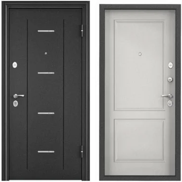 Входная дверь Delta PRO MP DL-1 темно-серый букле графит D6-27 ПВХ бьянко