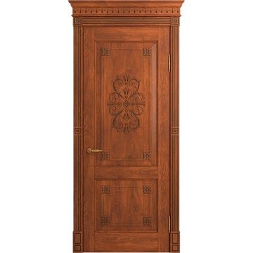 Межкомнатная дверь массив дуба Флоренция Декор коньяк патина шоколад глухая