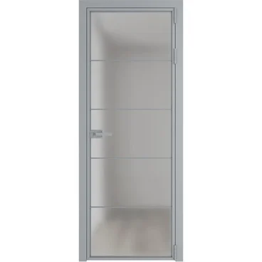 Алюминиевая межкомнатная дверь 5AХ серебро остеклённая