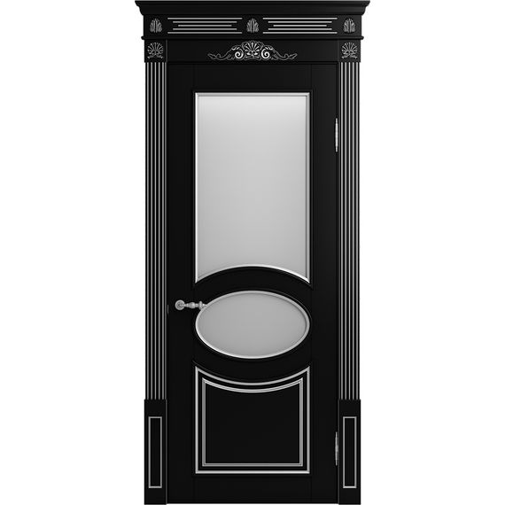 Межкомнатная дверь массив бука Viporte Лацио нуар патина серебро остеклённая