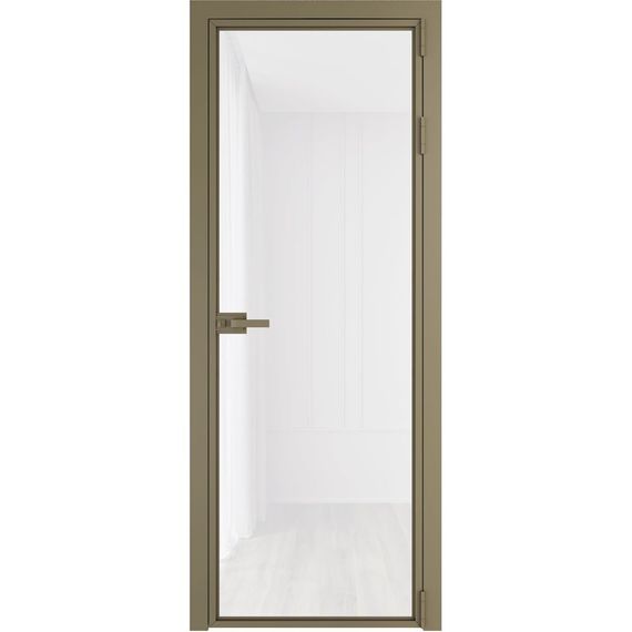 Алюминиевая межкомнатная дверь 1AХ шампань остеклённая