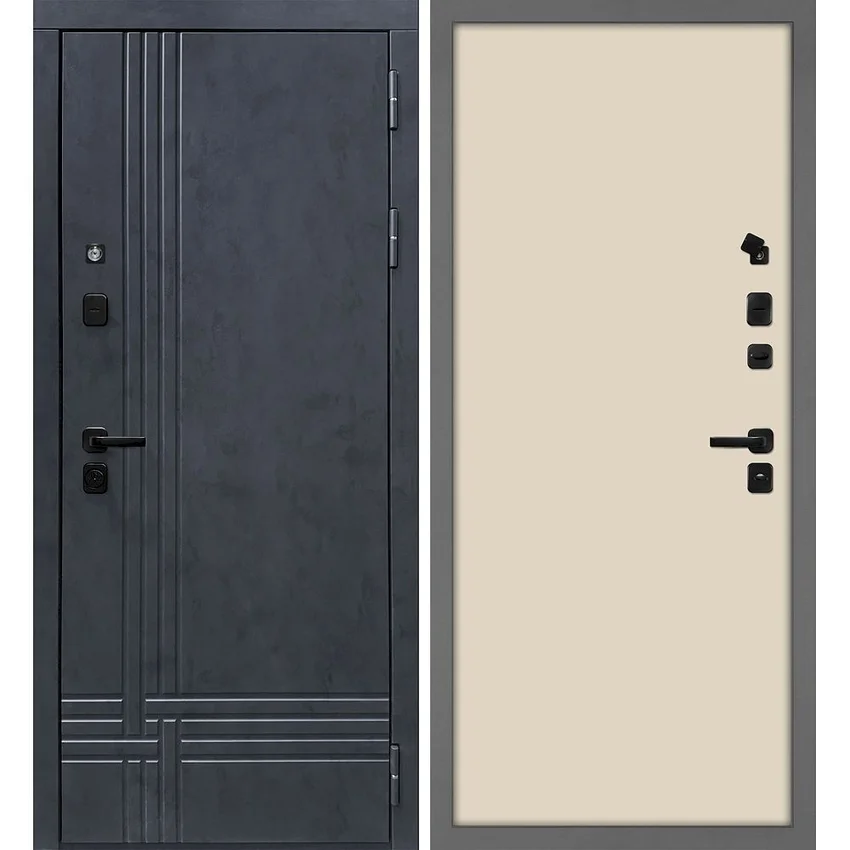 Входная дверь Осло бетон антрацит панель гладкая бежевая