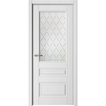 Межкомнатная дверь эмаль белая Классика 3 со стеклом