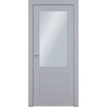 Межкомнатная дверь эмаль Ofram Классика 2 RAL 7047 остеклённая