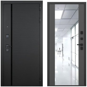 Входная дверь Пиано чёрный кварц панель зеркало Maxi