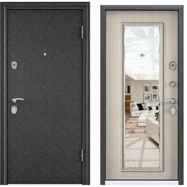 Входная стальная дверь Torex Delta 100 чёрный шёлк DM белый перламутр