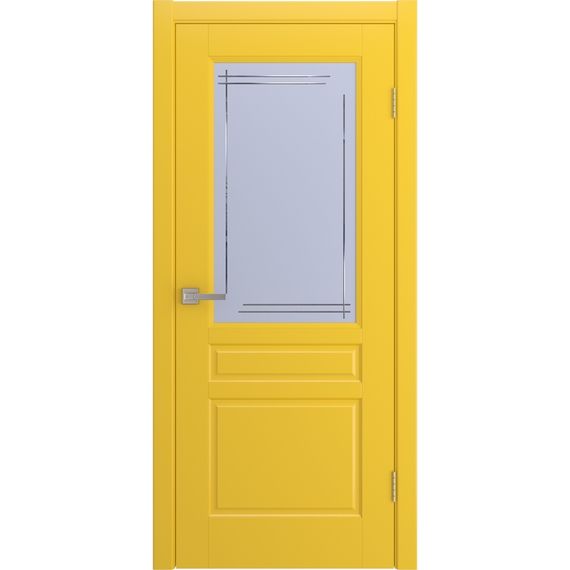 Фото двери Белли желтая эмаль RAL 1018 со стеклом