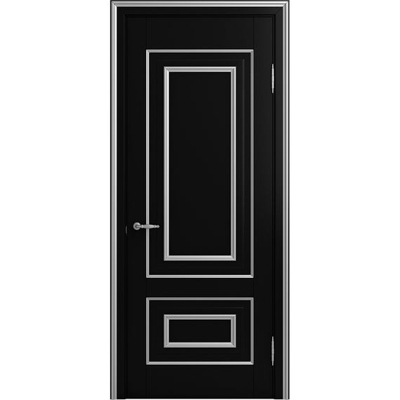 Межкомнатная дверь массив бука Viporte Неаполь нуар патина серебро глухая