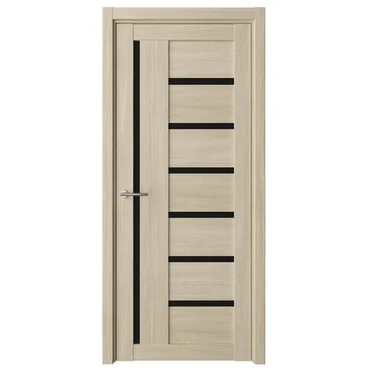 Межкомнатная дверь Мадрид эко-шпон лиственница мокко стекло чёрное