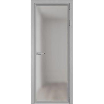 Алюминиевая межкомнатная дверь 1AV серебро остеклённая