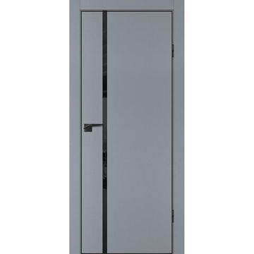 Межкомнатная серая дверь ПЭТ P-22 кромка ABS черная со стеклом