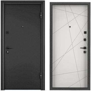 Входная cтальная дверь Delta PRO MP темно-серый букле графит D6-26 ПВХ бьянко