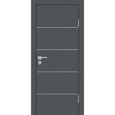 Межкомнатная дверь ПЭТ P-12 графит глухая кромка ABS в цвет полотна