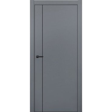 Межкомнатная дверь ПЭТ Silk-5 графит кромка ABS чёрная молдинг