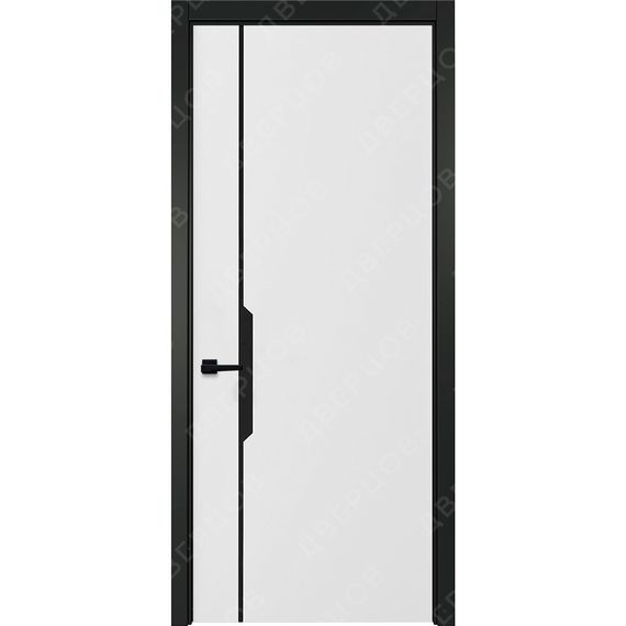 Фото белой двери Графика 4 с чёрным наличником