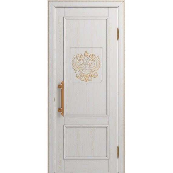 Межкомнатная дверь массив дуба Статус аворио патина золото глухая