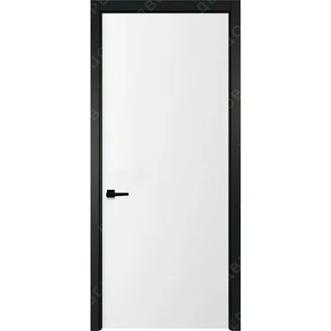 Межкомнатная белая дверь Геометрия 1 с чёрным наличником