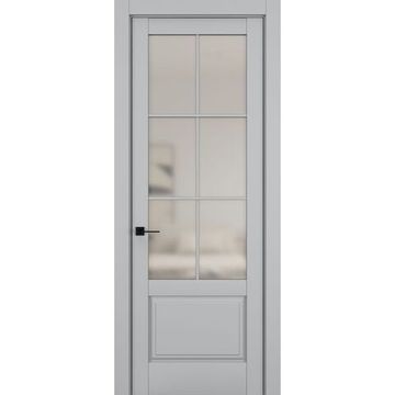 Межкомнатная дверь керамик NC 12 шеллак серый остеклённая