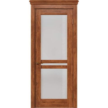 Межкомнатная дверь массив дуба селект Alvero Афина орех остеклённая