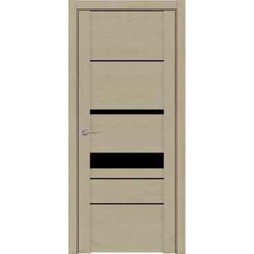 Межкомнатная дверь UniLine Soft touch 30023 софт кремовый с чёрным стеклом