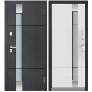 Входная уличная дверь Скандинавия графит ПВХ белая эмаль