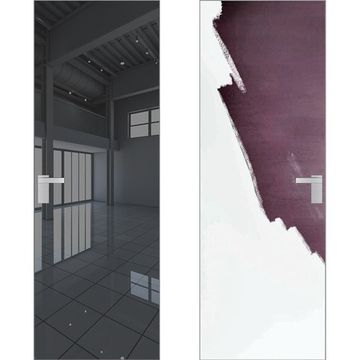 Скрытая дверь 1M внешняя сторона зеркало Grey внутри под покраску