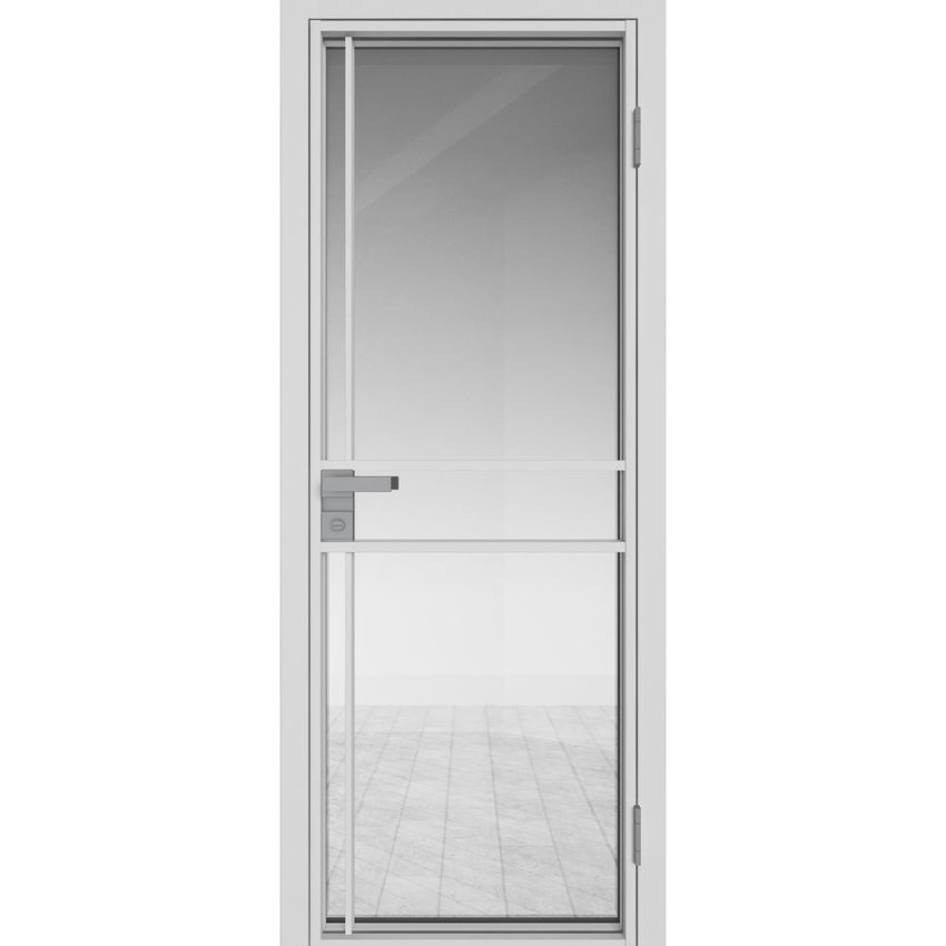 Межкомнатная алюминиевая дверь 9AG белая матовая RAL 9003 остеклённая