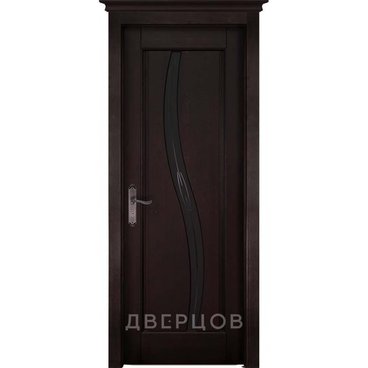 Межкомнатная дверь массив ольхи ОКА Соло венге остеклённая