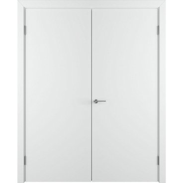 Двухстворчатая распашная дверь Флэт белая эмаль глухая