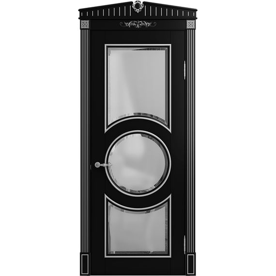 Межкомнатная дверь массив бука Viporte Лацио Амбиенте нуар патина серебро остекление 3