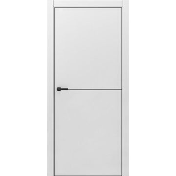 Межкомнатная дверь ПЭТ Silk-1 светло-серая кромка ABS чёрная молдинг