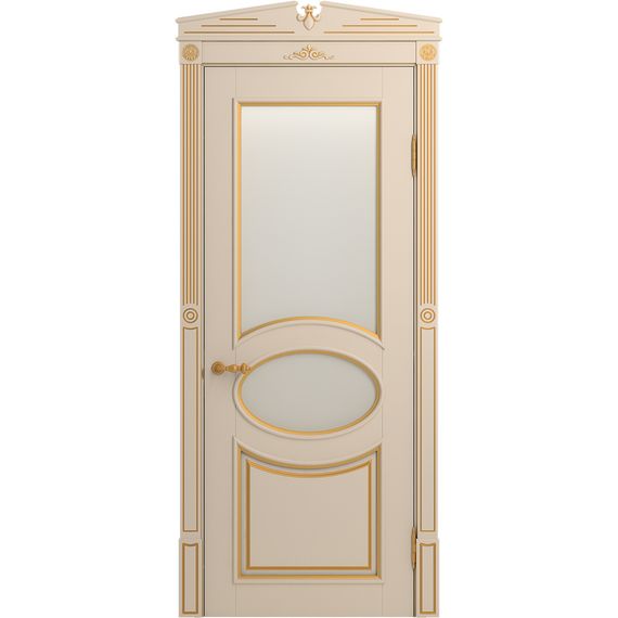 Межкомнатная дверь массив бука Viporte Лацио ваниль патина золото остеклённая