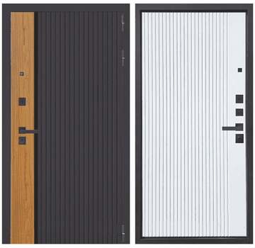 Входная дверь Страж К-14 МДФ чёрная шагрень МДФ Velluto Bianco AG 700