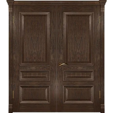 Межкомнатная дверь шпон Фараон 2 дуб морёный распашная двустворчатая без стекла