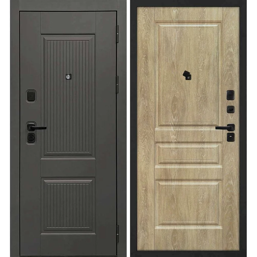 Входная дверь Линея-214 панель фрезерованная дуб песочный