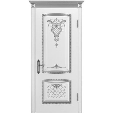 Межкомнатная дверь эмаль Симфония 2 В3 белая патина серебро глухая