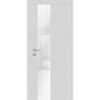 Межкомнатная дверь экошпон PX-6 агат с алюминиевой кромкой с 4-х сторон стекло Lacobel белоснежный